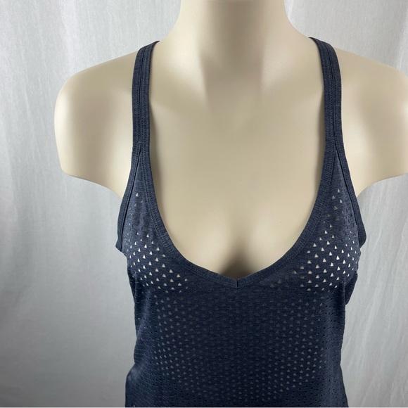 Lorna Jane Dark Grey v-Neck Racerback Triangle Laser Cut Pattern M - Picture 7 of 7